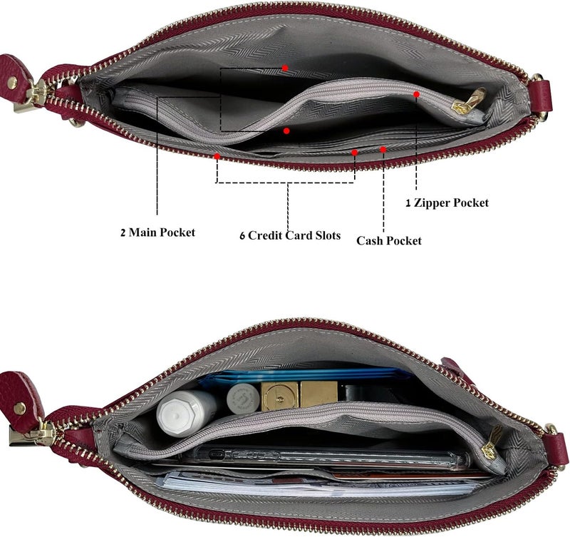 Beurlike Leather Wristlet Wallet Clutch Purses For Women Small Crossbody Phone Bags - Image 5